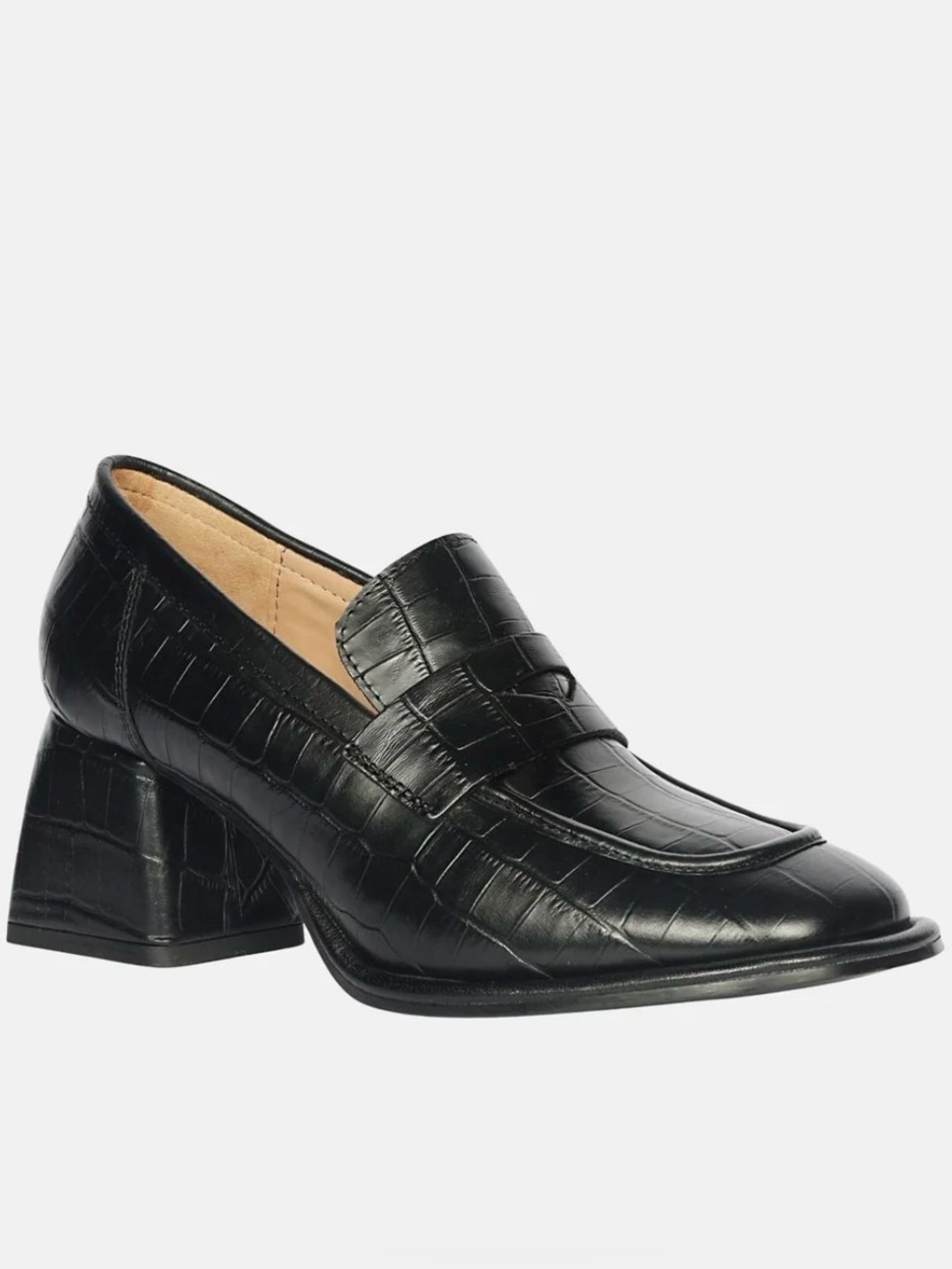 NEW Saint G Viviana Croc Embossed Heeled Loafer